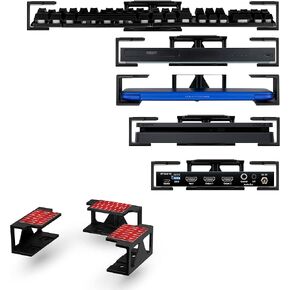 BRAINWAVZ Under Desk Laptop Holder Mount with Adhesive & Screw in, Devices Upto 1.8" Thick Like Laptops, Macbooks, Surface, Keyboard, Routers, Modems, Cable Box, Network Switch & More (Black)