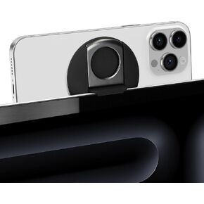 kwmobile Phone Mount Holder Compatible with Apple MacBook OS Ventura/iOS 16 iPhone 16 15 14 13 12 Mount - Phone Laptop Attachment - Black