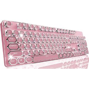 EWEADN TK950 Typewriter Keyboard Wireless Mechanical Keyboards, 104 Keys Aesthetic Typewriter Keyboard with White Backlit, Anti-Ghosting, Blue Switch Bluetooth/2.4GHz/Wired Cute keyboards-White