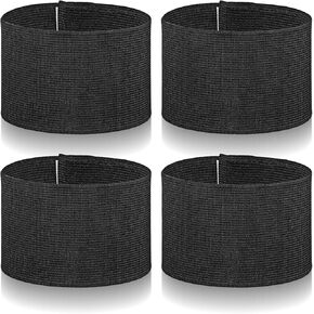 4Pcs Captain Armbands 13.2x2.77 Inch Black Elastic Leader Armband Team Sport Armband Paste Elastic Arm Band Boot Straps for Cowboy Boots for Soccer Basketball Volleyball Competition