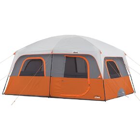 CORE Straight Wall Cabin Tents | 10 Person / 11 Person / 12 Person Large Multi Room Family Tents for Car Camping & Outdoor Adventures