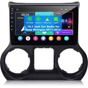 [4+64G] Android 13 Car Radio for Jeep Wrangler 2011 2012 2013 2014 Support Wireless Carplay&Android Auto, 10.2 inch IPS Touchscreen Jeep Wrangler Stereo with GPS, WiFi, FM Radio+AHD Backup Camera+MIC