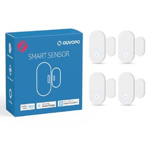 Zigbee Door Sensor 4 Pack, Mini Smart Door Sensor, Home Automation, Kid Safety, Work with Alexa, SmartThings, Home Assistant, Aeotec, Hubitat, Homey with Build-in Zigbee Hub, Hub Required