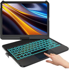 For iPad 10th Generation Case with Keyboard for iPad 10.9“2022，Touch Keyboard for iPad 10th Generation - 10 Color Backlight, 360° Rotatable Protective Cover with Pencil Holder for iPad 10.9 inch 2022