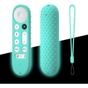 Glowing Remote Cover for Google TV Streamer 4K Voice Remote 2024, Silicone Controller Case, Blue