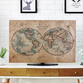 Custom TV Dust Cover with Photo, Compatible with Modern 32" LCD LED, Design Your Own Personalized with Picture Logo Text TV Dust Cover Cloth Decoration Living Room, 1PC,Old World Map
