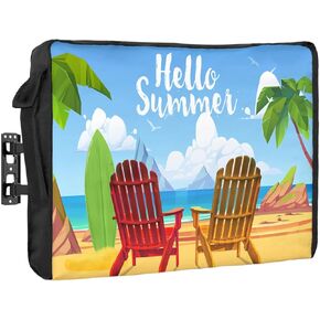 Outdoor TV Cover Waterproof and Weatherproof, Hello Summer Beach Beach Chair Coconut Tree Outside TV Cover for 70 to 75 inch LCD LED, Shield TV Display Screen Protector