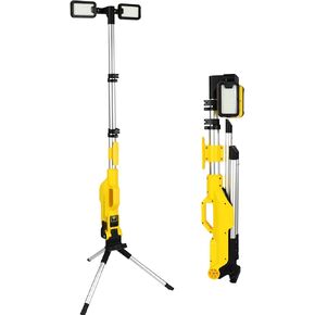 Rechargeable Cordless LED Work Light with Stand 8000 Lumen Portable LED Portable Job Site Lighting Dimmable Led Work Light for indoor/outdoor Lighting（Yellow）
