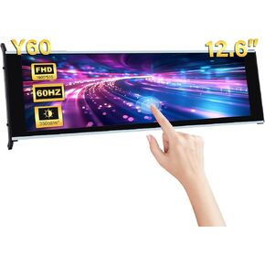 GeeekPi 12.6 Inch IPS LCD Touch Screen Monitor FHD 1920x515 Display, Fit for DIY Y60 PC Case CPU GPU Secondary Monitor Panel, Built-in Dual Speakers, Plug & Play,with up to 10-Points of Multi-Touch
