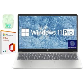 HP 15.6" FHD Business & Student Laptop Computer, 32GB RAM 1TB SSD, 8-Cores Intel Core i3, Windows 11 Pro Laptop with Microsoft Office Lifetime Suite, Fingerprint Reader, PLUSERA Earphones, Silver