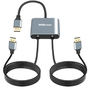 6 Ft DisplayPort to Dual DisplayPort Male Splitter Cable for Dual Monitor Display 4K 60Hz,Plug and Play Without Additional DP Cables, DP Hub Splitter Cable for Desktop, Laptop,Extend Display