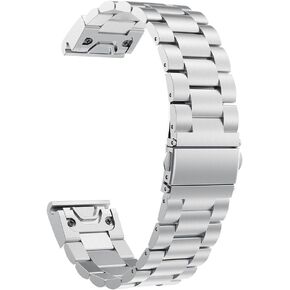 Compatible Solid Stainless Steel Chain Links Band Quick Release Replacement for Garmin fenix 5,fenix 5 Plus,Instinct,Instinct Solar Smartwatch