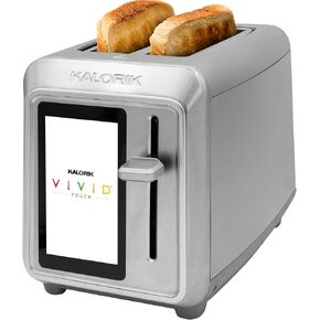 Kalorik Toaster VIVID TOUCH Series 2-Slice with Large High-Resolution Touchscreen and Customizable Cooking Presets by Bread Type, Features Wide Slots and High Lift Lever, 1000-Watts, Stainless-Steel