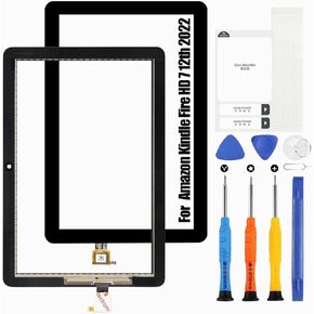 Touchscreen for Amazon Kindle Fire HD 7 Tablet (12th Generation 2022 Touch Screen Replacement for Fire HD7 12 Gen Digitizer Glass with Repair Kits(Black,Not LCD Display)