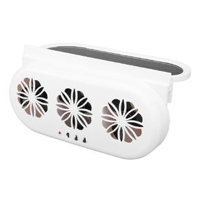 Solar Powered Car Ventilator, Solar Power Car Exhaust Fan with Three Air Outlet, Air Vent Radiator Car Window Cooling Vent Exhaust Cooler Ventilation (White)