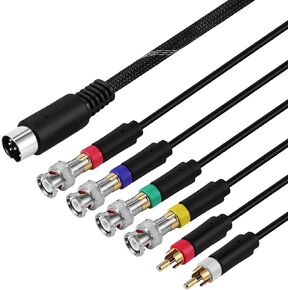 TNP Genesis RGB/RGBs Adapter Cable Connector, Compatible with Sega Genesis 1 or for Sega Mega Drive 1 Game Consoles for RGB/RGBS Supported Monitors with BNC Connectors