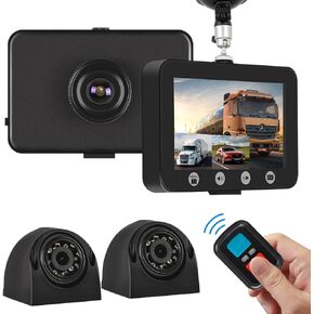 VSYSTO 3CH TRACK DASH CAMERA DVR 4.5 '' 'مع نظام WIFI GPS ومسجل فيديو احتياطي مقاوم للماء- 1080 بكسل HD الأمامي ، والجانبين ، والرؤية الخلفية للأمان الأشعة تحت الحمراء ،