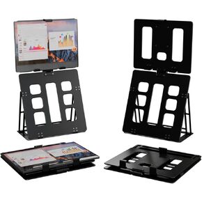 Portable Monitor Stand, iPad & Tablet Holder, clamp Retention, Foldable, mountable Small Desk, Supports 7.75 inch to 10.75 inch Screen Width, Travel with Laptop, Black