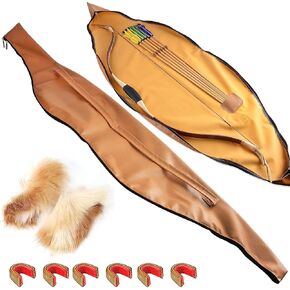 Traditional Bow Bag 60 Inch Longbow Case Bag Arrow Quiver Set for Longbow or Recurve Bow Horse Bow Backpack Case Adjustable Straps