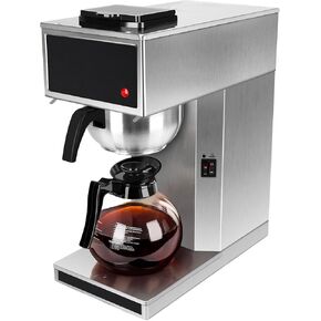 YUANHAO 12-Cup Pourover Commercial Coffee Maker Brewer with Glass Carafe and Warmers- 120V