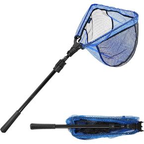 SANLIKE Fishing Landing Net Blue Extend to 33-98.4 inch with Long Telescoping Pole Handle, Landing Net for Easy Catch Release,Fishing net Freshwater for Kids Men Women