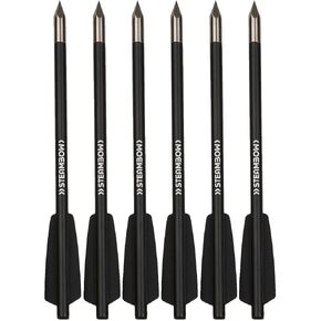 Elegant All-Black Aluminum Bodkin Arrows with Hardened Steel Tips, Set of 6 | Maximum Penetration Logo Engraved Shafts Paired with Steel Tips | AR-Series | 0000401