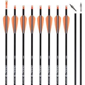 Carbon Arrow Practice Hunting Arrows with Removable Tips for Archery Compound & Recurve & Traditional Bow (Pack of 12)