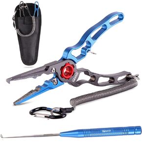 Fishing Pliers Saltwater Fishing Gear Tungsten Cutters Split Ring Hook Remover Knot Tying Tool Aluminum Polymer Lightweight Grip