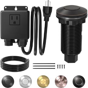 Joinfworld Garbage Disposal Air Switch Kit Waterproof Garbage Disposal Button Kit with Long Garbage Disposal Switch Oil Rubbed Bronze - UL Listed