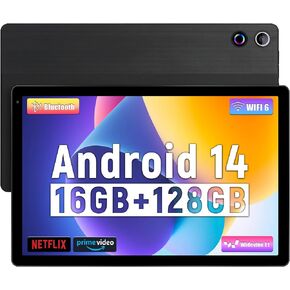 Tablet, 10.36'' Android 14 Tablet with 16GB RAM 128GB ROM 1TB TF Card Expandable Octa-Core, Widevine L1, 1280 * 800 HD Touchscreen, Face ID, Wi-Fi 6, Fast Charging