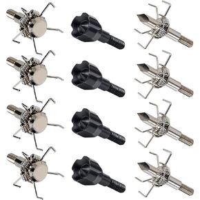 Archery Broadheads 12PK Small Game Judo and Hammer Mixed Set 100 or 125 Grain Field Arrow Practice Spiral Tip for Small Game Hunting (black-100gr)
