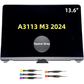 New LCD for MacBook Air Retina 2024 M3 A3113 EMC 8611 MRXP3 MRXR3 MRXU3 MRXN3 MRXQ3 MRXT3 MRXV3 13.6inch 2560x1664 Full LCD Screen Display Assembly Space Grey