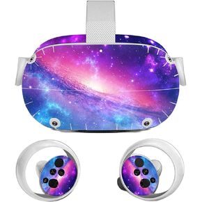 Vinyl Decal Skin for Oculu Quest 2 VR Headset and Controllers, Sticker Decorate Virtual Reality Devices Protective Accessories - Rainbow Band