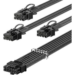 Fasgear 16pin GPU Power Cable - 70cm PCI-e 5.0 12VHPWR 600W 12+4 Male to Male 12V-2x6 PSU Sleeved Cable for RTX 3090Ti 4070 Ti 4080 4090 5090 5080 5070 5070Ti to ATX 3.0 Modular Power Supply (White)