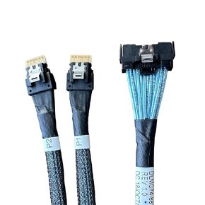 𝐃𝐢𝐋𝐢𝐧𝐤𝐞𝐫 𝐌𝐂𝐈𝐎x8 to 2*𝐒𝐥𝐢𝐦𝐒𝐀𝐒x4, 𝐒𝐅𝐅-𝐓𝐀-𝟏𝟎𝟏𝟔74Pin to 2*𝐒𝐅𝐅-𝟖𝟔𝟓𝟒 38Pin,PCIe Gen5 Mini Cooledge IO，Double Straight Cable 80CM(CBL-MCIO-1255S4Y)