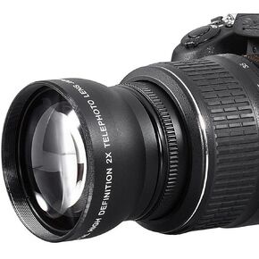 52mm 2X Telephoto Lens HD Converter, Magnification for Camera Mounts, Scratch Proof Design