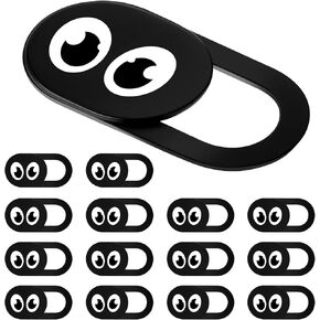 15pcs Computer Camera Cover Slide Laptop Camera Cover Slide Webcam Cover Slide Phone Computer Camera Cover Slide Blocker Web Cam Privacy Len Cover Protector Fits Desktop Pc Tablet (Black Eyes)
