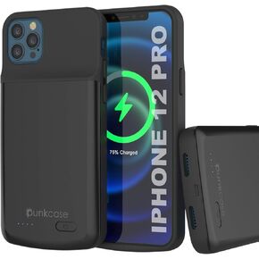 PunkJuice Designed for iPhone 12 Pro Battery Case, 4800mAh Fast Charging Power Bank W/Screen Protector | IntelSwitch | Slim, Secure and Reliable Compatible with iPhone 12 Pro (6.1") [Black]