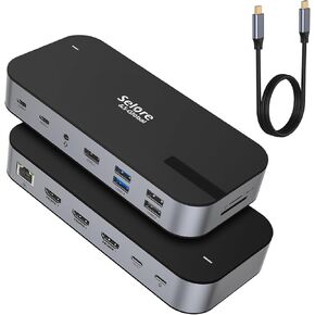 Selore USB C Dock 3 HDMI ، 3 HDMI Docking Station Monitor Dual Monitor ، 16 في 1 محطة إرساء كمبيوتر محمول 3 مع 3 HDMI ، 10G USB A/C 3.1،100W PD ، SD/TF ، Ethernet ، USB C HUB ، USB C Dongle for for Windows Mac in Kuwait