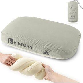 HIKEMAN Camping Memory Foam Pillow - Ultralight Travel Pillow,Backpacking Pillow with Removable Cover,Ergonomic Pillows,Neck Lumbar Support for Outdoor Camp,Sport,Hiking,Backpacking Sleep (Grey)