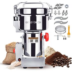 Goldtouch 750g High-Speed Electric Grain Mill Grinder, 2800W 110V Stainless Steel Flour Mill Makes Gluten Free Flours, Grain Mill for Home and Commercial Use