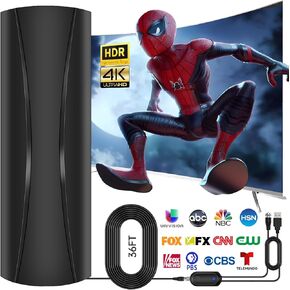 Upgraded 1600 Miles Range TV Antenna, LALEI Digital Antenna for Smart TV Indoor, 360° Reception Strongest Indoor TV Antenna for Local Channels - Support All TV's - 36FT Thick Coax Cable and Amplifier