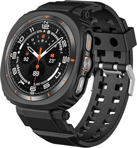 فرقة حالة وعرة متوافقة مع Samsung Galaxy Watch Ultra 47mm ، رجال نساء متين TPU Sport Strap Case/Cover Protector Drop-Profroof for Galaxy Watch 7 Ultra in Saudi Arabia
