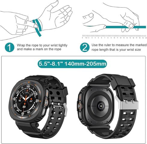 فرقة حالة وعرة متوافقة مع Samsung Galaxy Watch Ultra 47mm ، رجال نساء متين TPU Sport Strap Case/Cover Protector Drop-Profroof for Galaxy Watch 7 Ultra in Saudi Arabia