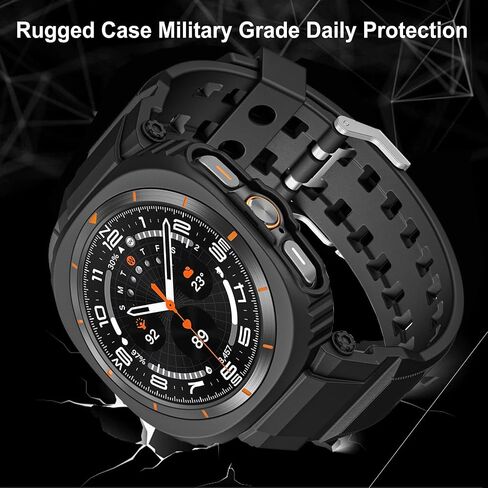 فرقة حالة وعرة متوافقة مع Samsung Galaxy Watch Ultra 47mm ، رجال نساء متين TPU Sport Strap Case/Cover Protector Drop-Profroof for Galaxy Watch 7 Ultra in Saudi Arabia