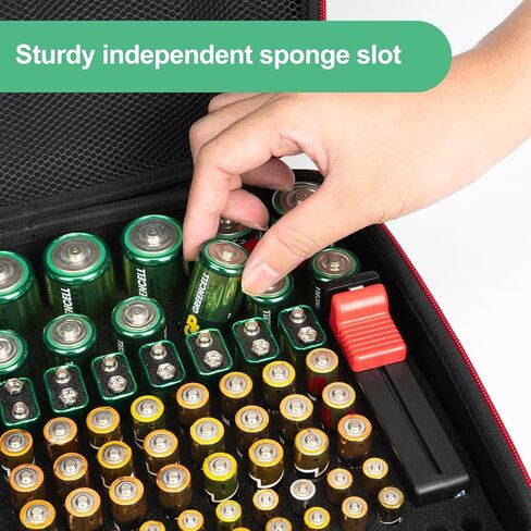 Battery Organizer Storage Case with Battery Tester, Battery Holder Organizer Fit for 126+ Batteries AA AAA C D 9V LR44 CR2032, Battery Storage for Garage Organization, Hard Shell Battery Box in Kuwait