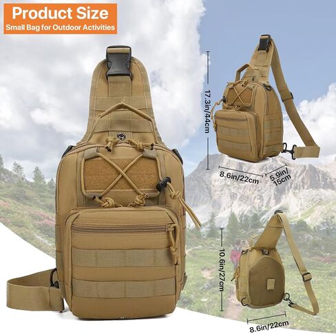 ABCAMO Tactical Sling Bag Small Crossbody Pack Chest Bag for Men Outdoor EDC Bagpack Shoulder Bag Sports Bag for Men in Saudi Arabia