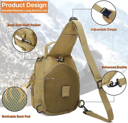 ABCAMO Tactical Sling Bag Small Crossbody Pack Chest Bag for Men Outdoor EDC Bagpack Shoulder Bag Sports Bag for Men in Saudi Arabia