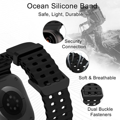 Band Silicone Sport Band - متوافق مع Apple Watch Ultra 2/Ultra Bands 49mm 45mm 44mm للنساء ، حزام ناعم مقاوم للماء لـ IWatch Ultra 2 ، IWatch Ultra Series 10 46mm SE/9/8/7/6/5 in Kuwait