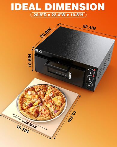 بيتزا البيتزا الداخلية PYY مع بيتزا حجر البيتزا البيتزا الفرن البيتزا التجارية الفرن 1800W مع توقيت أسود in Kuwait